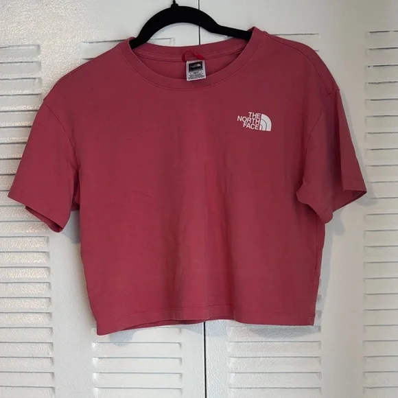 The North Face Cropped Simple Dome Tee Slate Rose Pink Casual Top - Picture 2 of 8